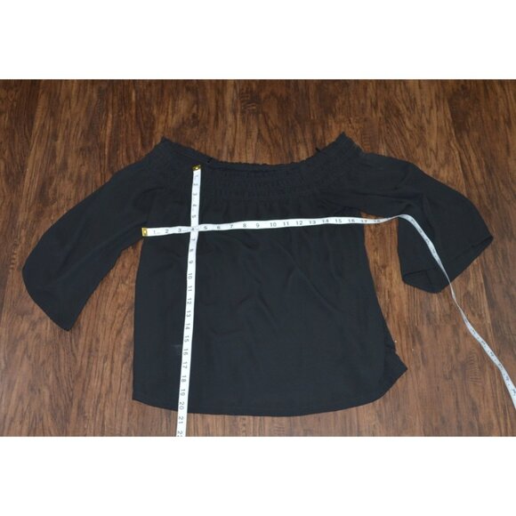 Loft Women’s Size Small Black Off Shoulder Flowy Blouse Top Pullover Stretch - Picture 4 of 7